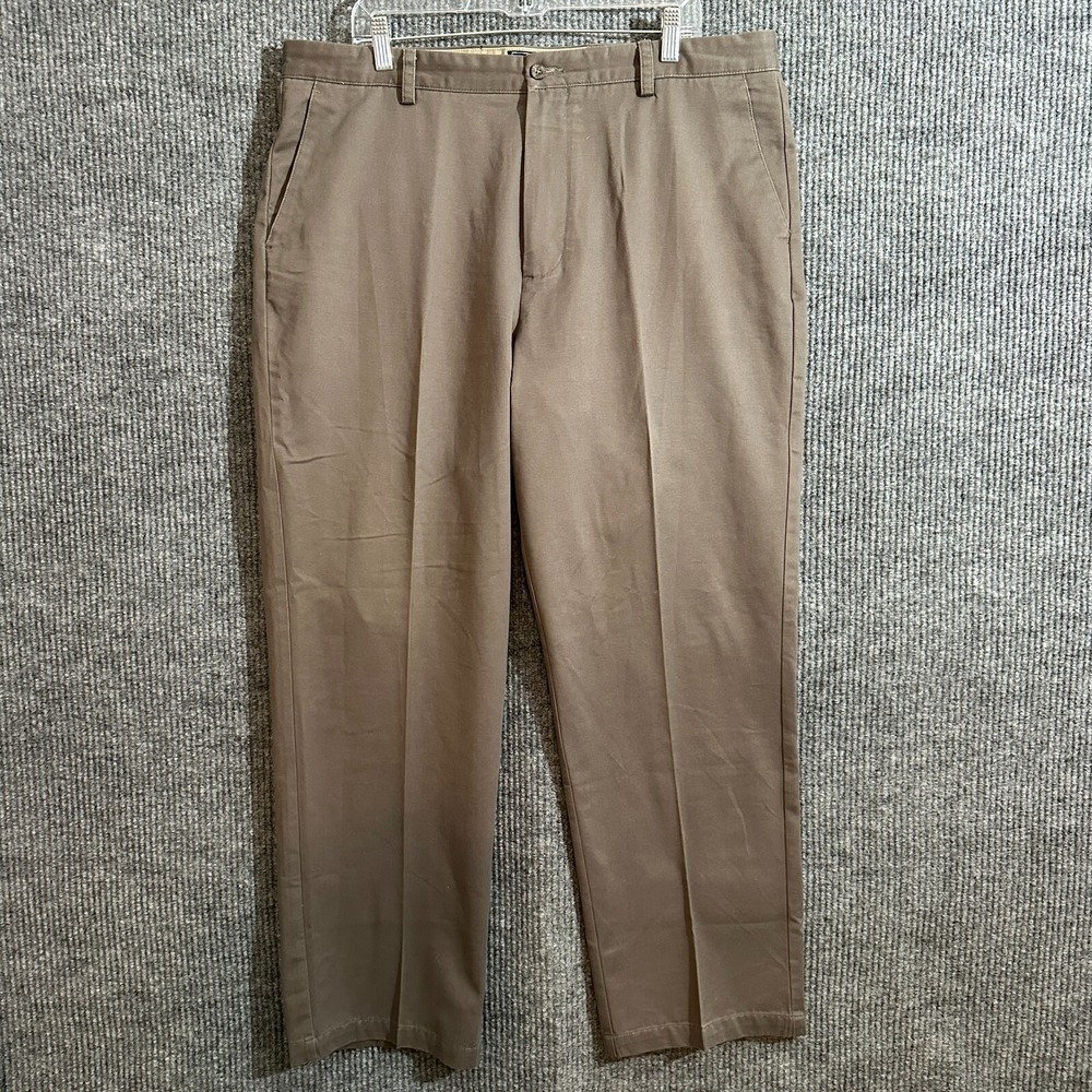 Dockers D3 Classic Fit Mens Dress Pants 40x32 Tan Cotton Flat Front High Rise